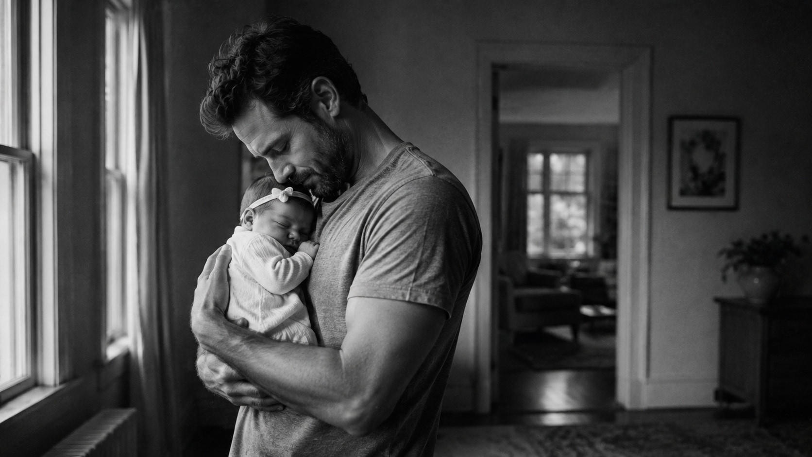 Emotional black and white portrait