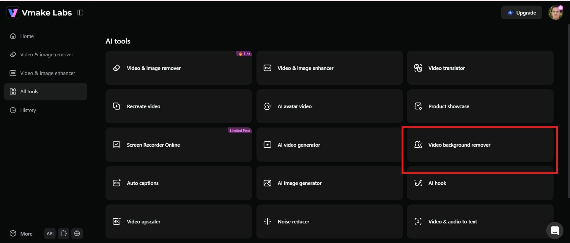 Open Vmake Labs Video Background Remover