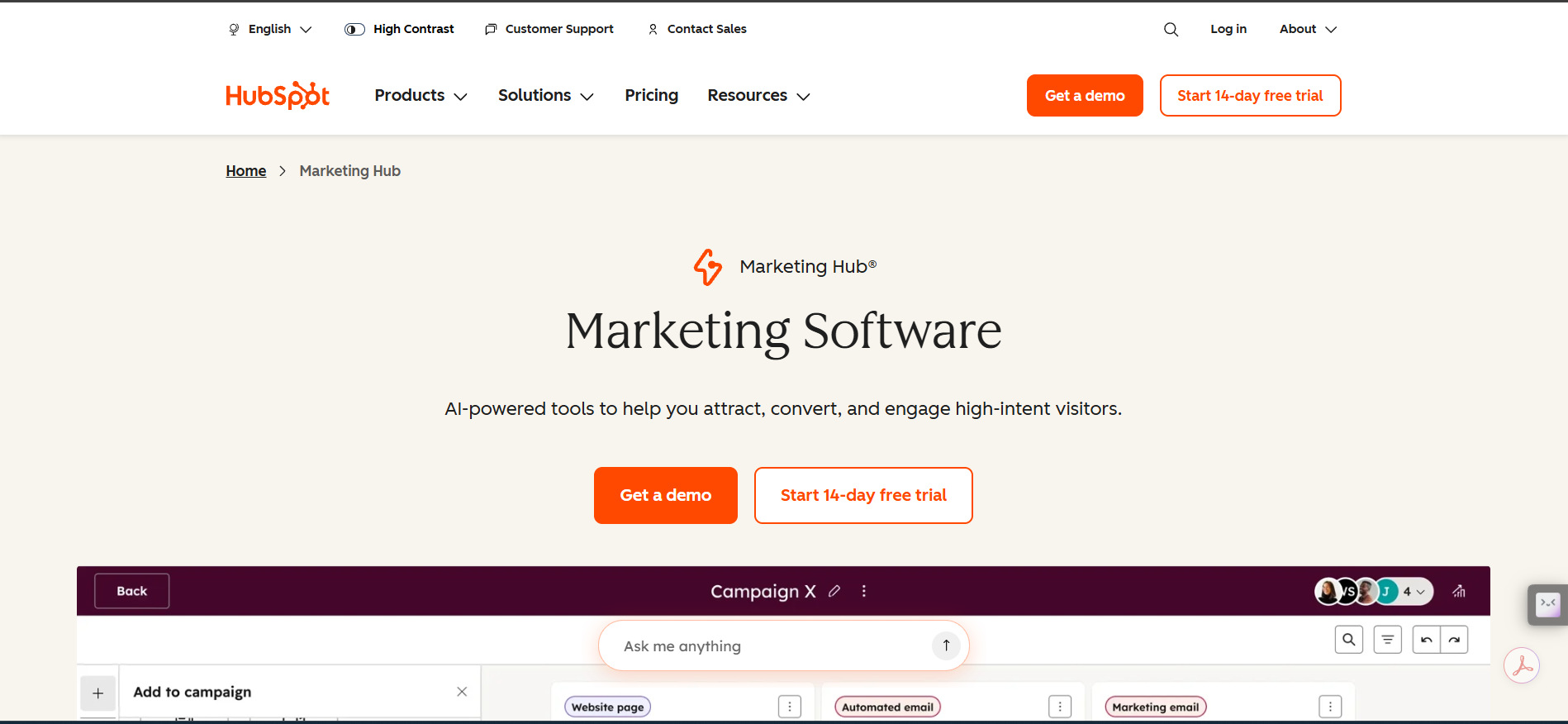 text HubSpot AI