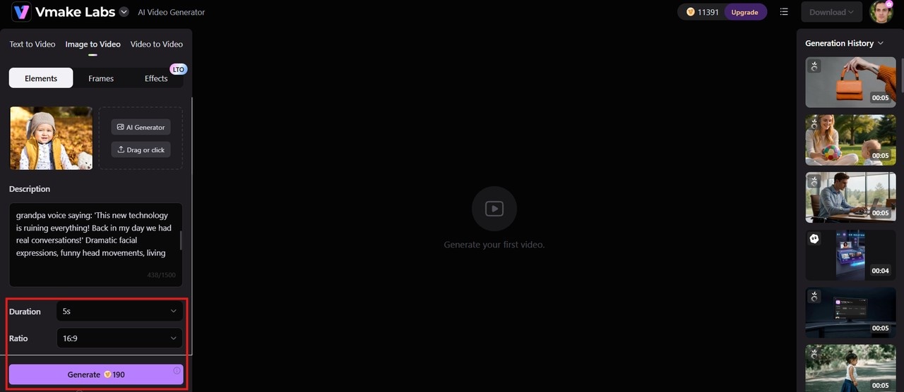 Customize settings and generate