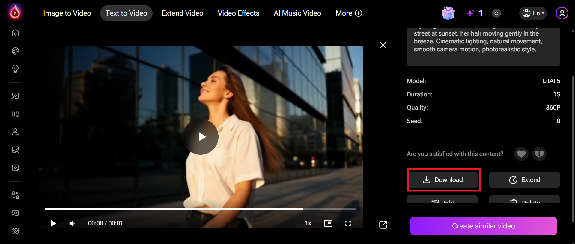 text Download your final video