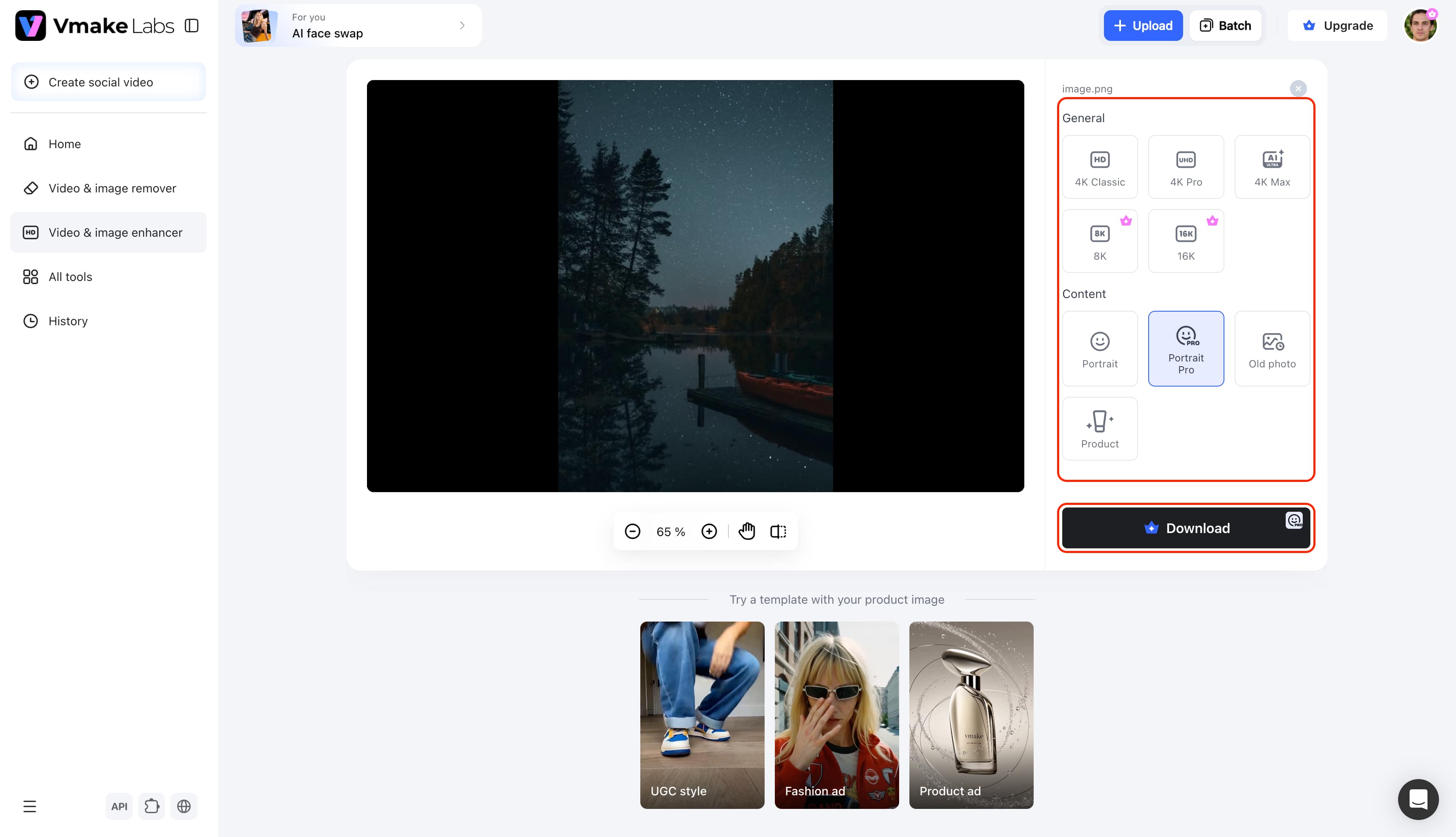 text Step 3: Select the Enhancement Options and Export