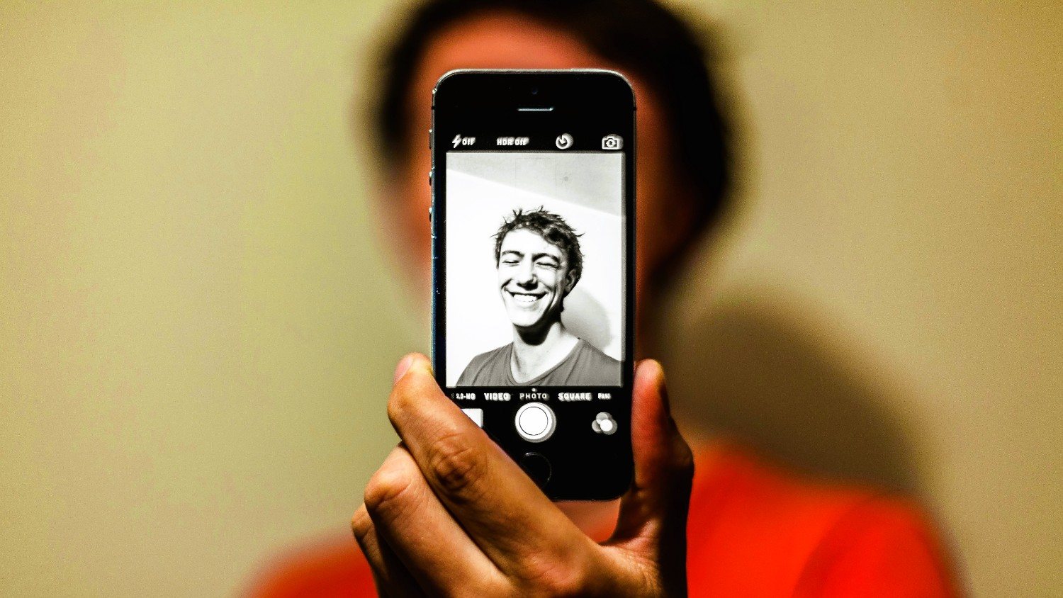 text Taking a selfie