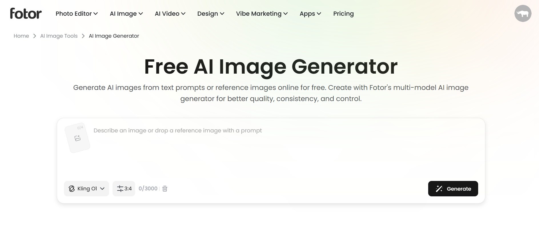 text Fotor AI image generator