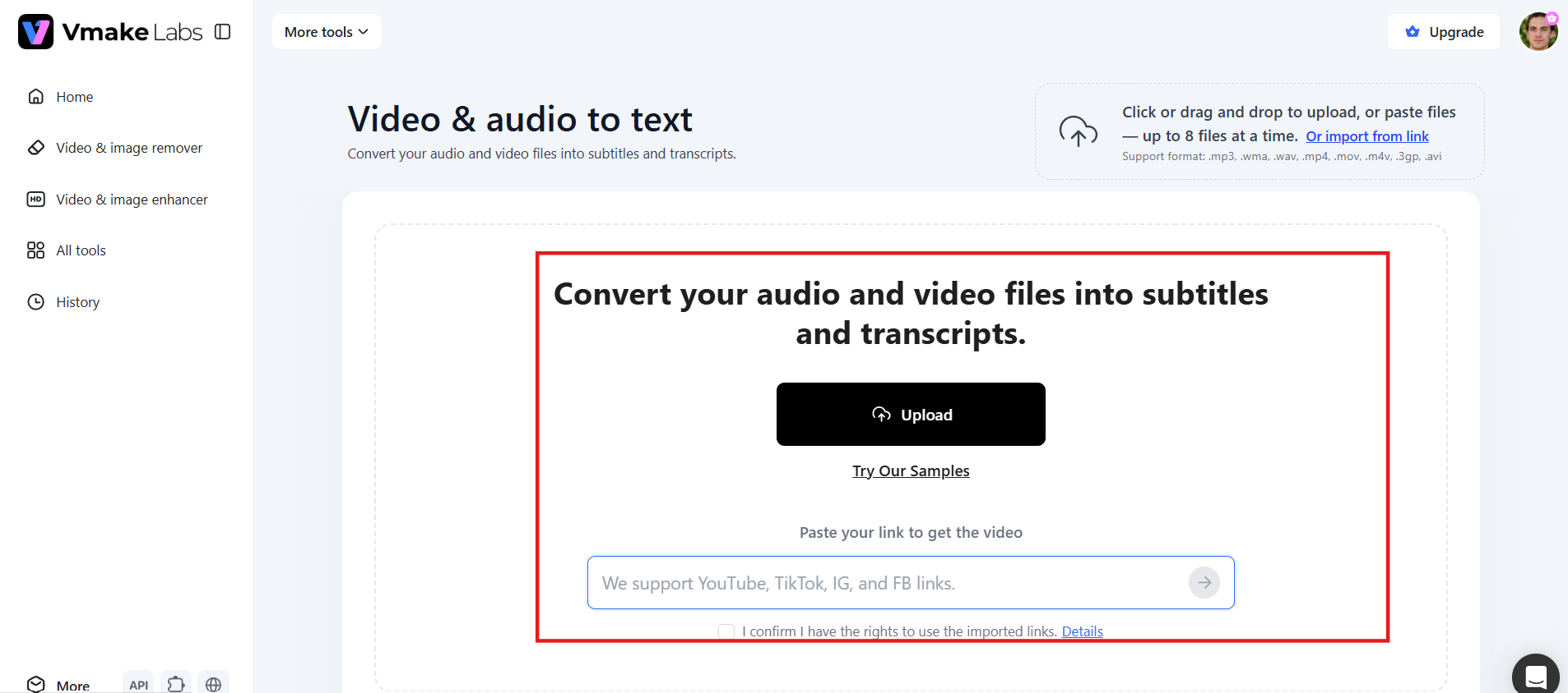 text Upload file