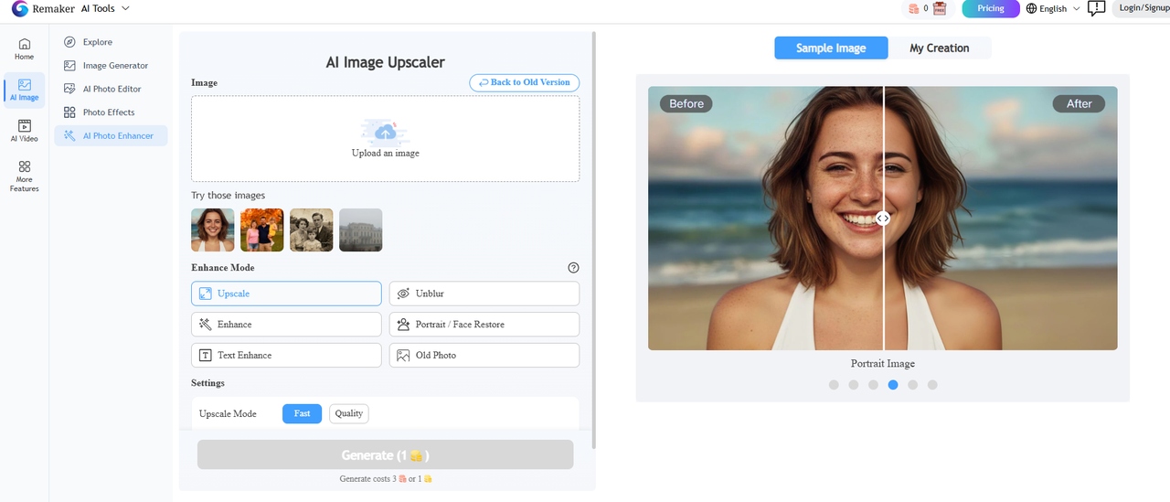 text AI image upscaler