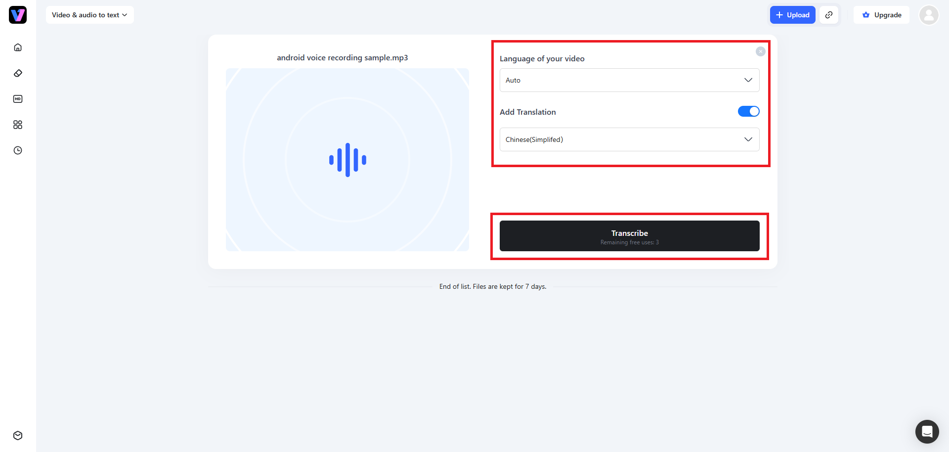 Export your transcription