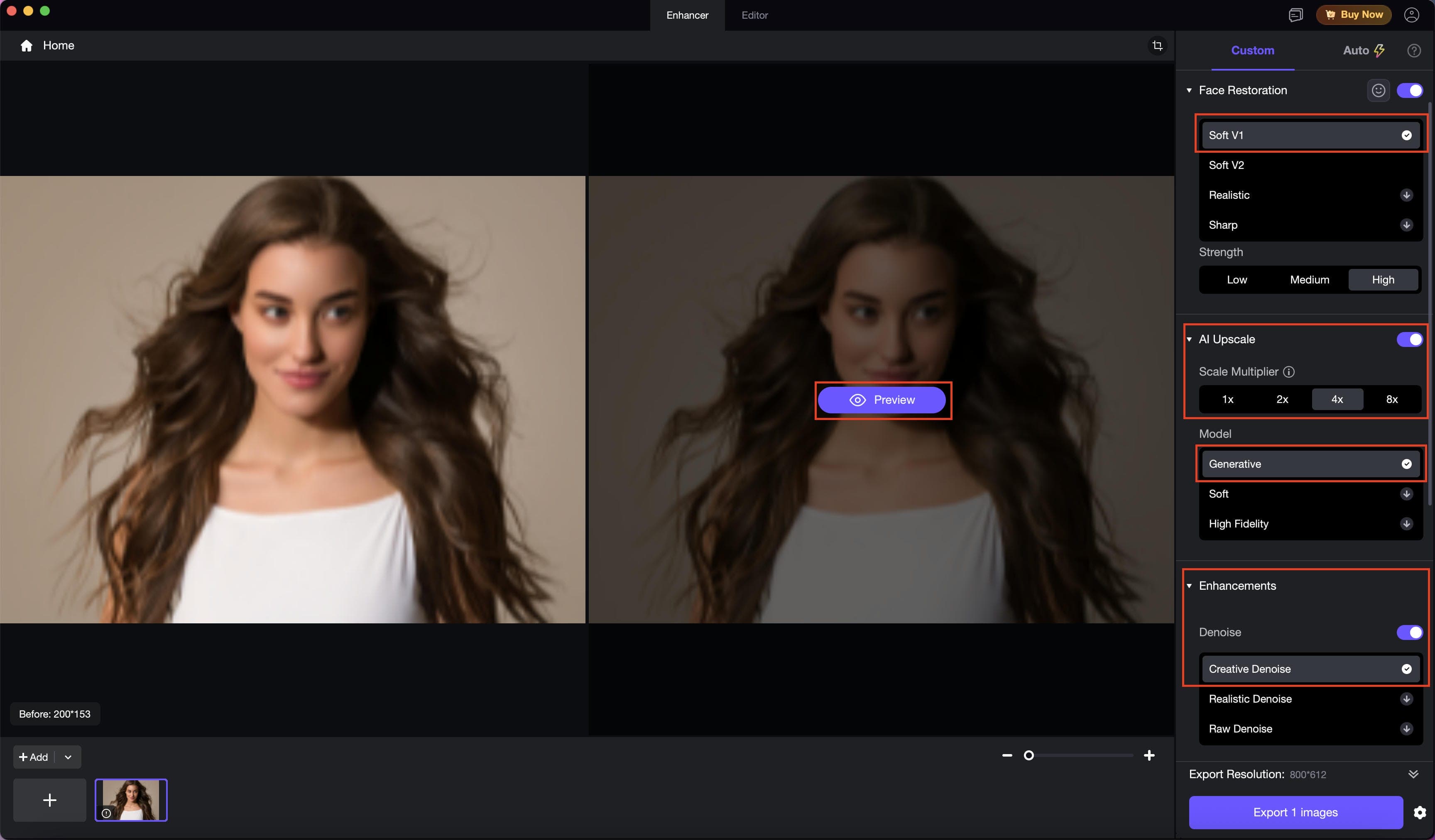 text Select AI enhancement settings