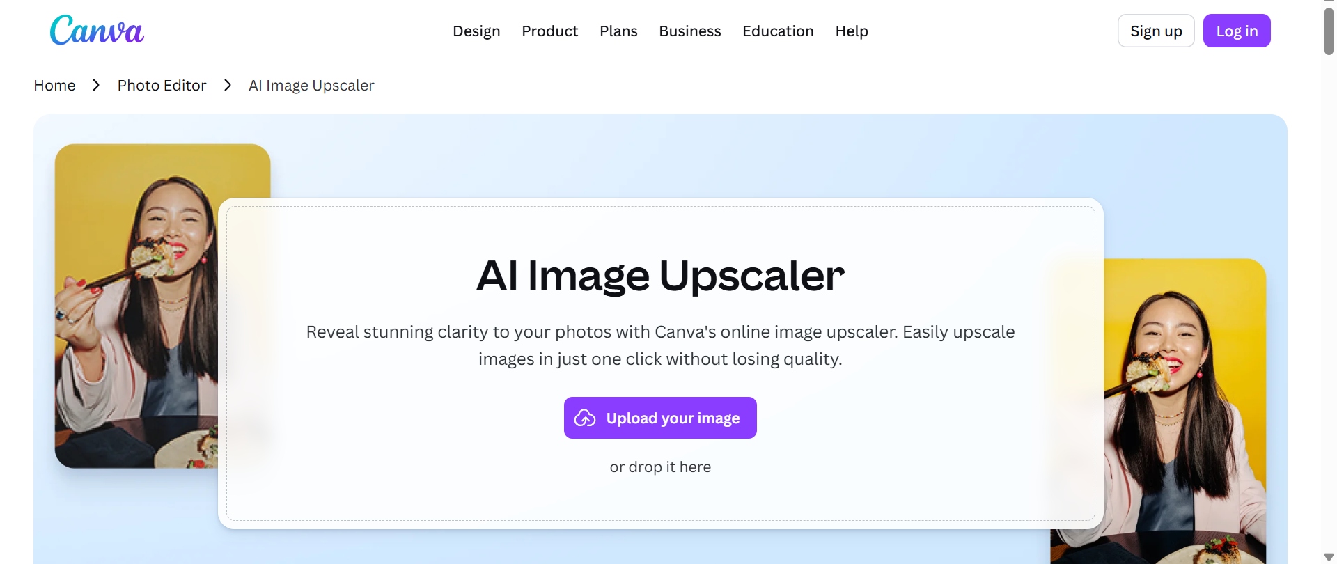 text Canva image upscaler