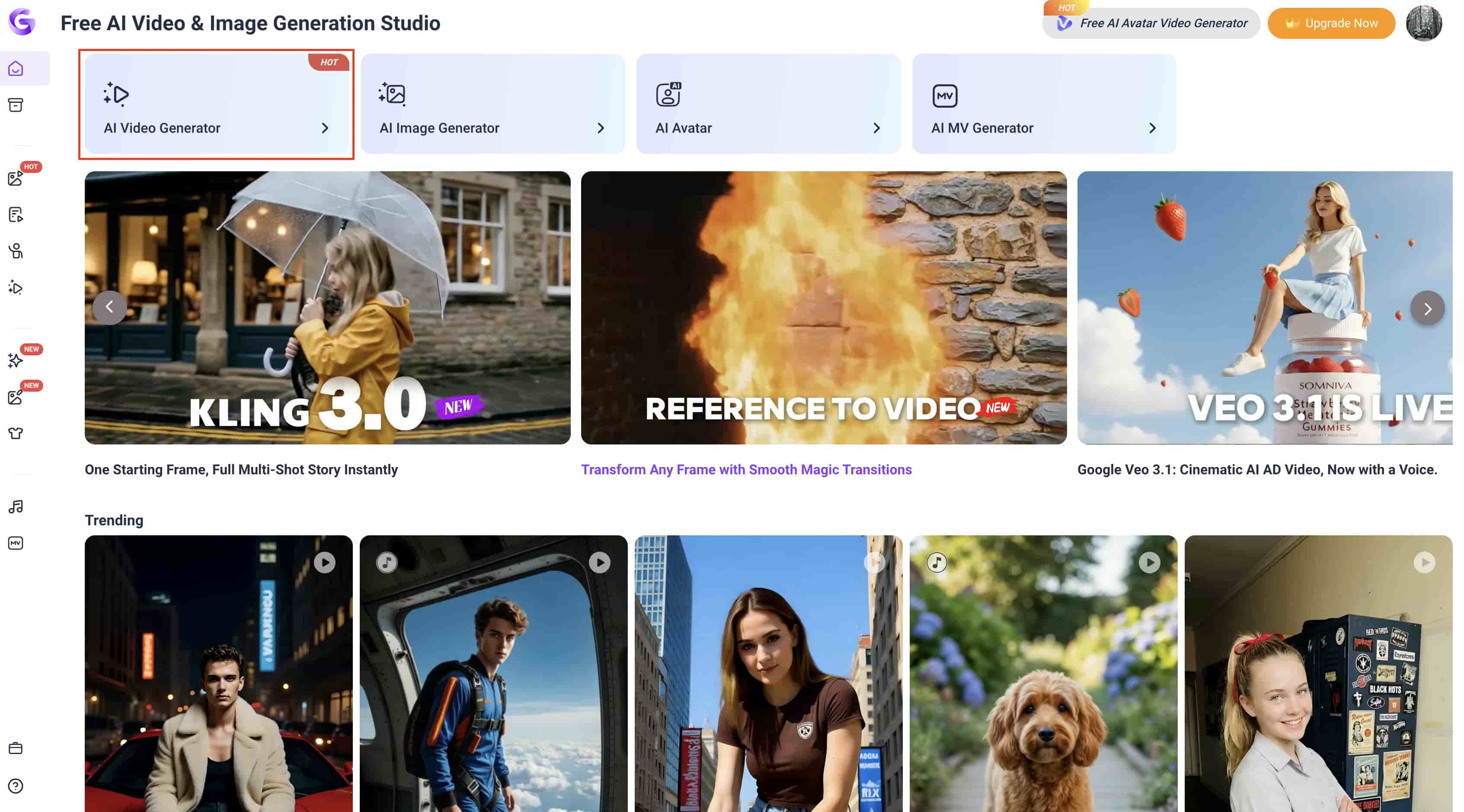Open the Vidnoz AI dashboard and select AI Video Generator