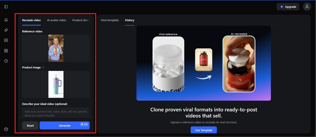 Upload your product ad references and customize the style