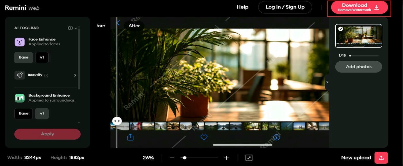 Preview and download the enhanced image