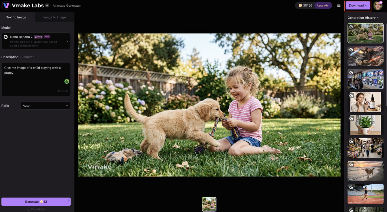Generate, refine, and download your image