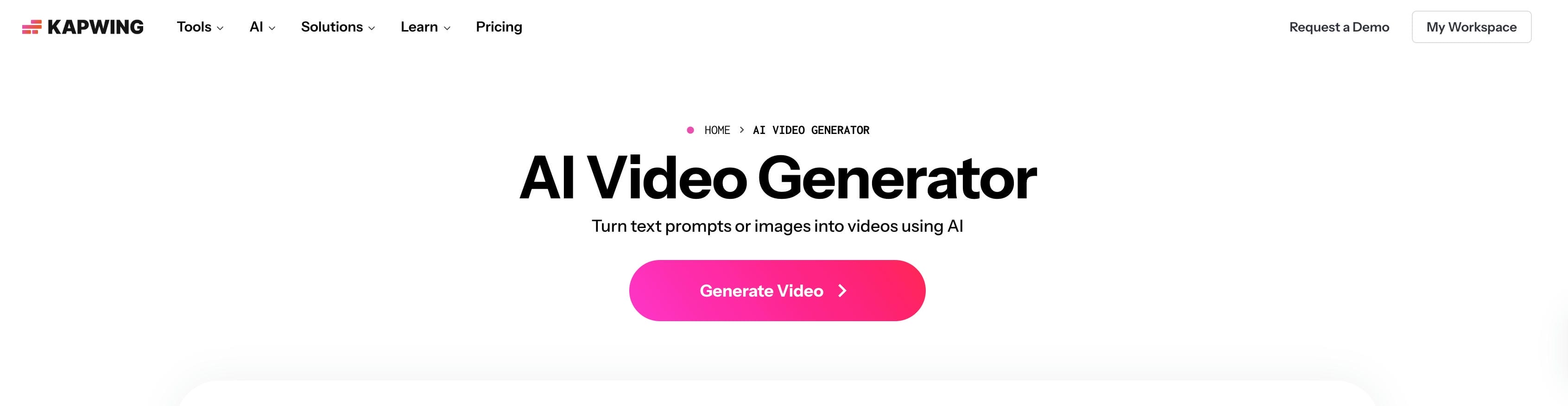 Open Kapwing AI video generator