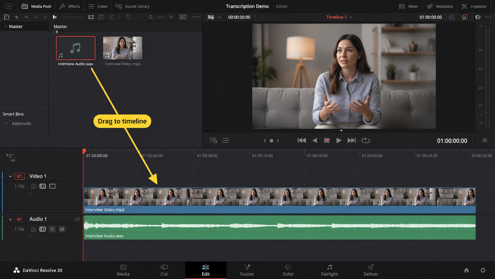 text Import your audio or video into your project