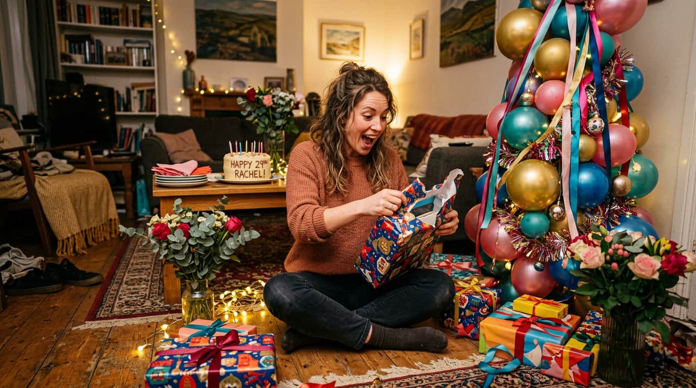 Birthday gift-opening surprise