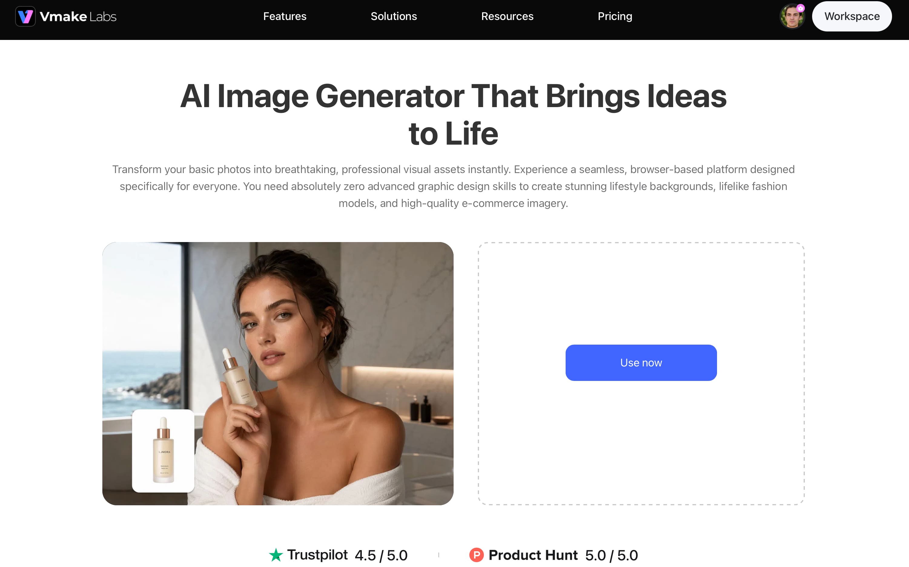 text Vmake Labs AI Image Generator