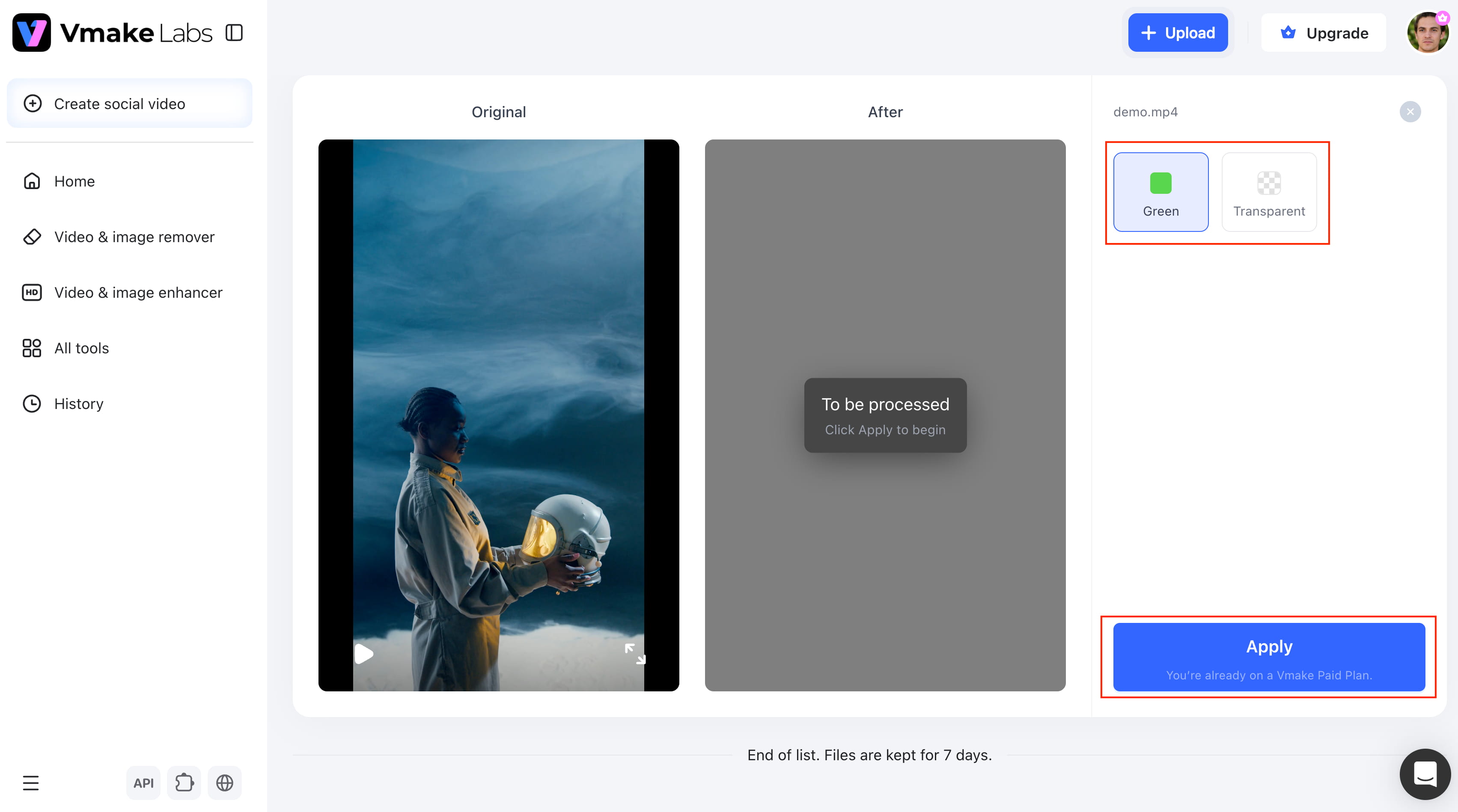 text Let AI process the video