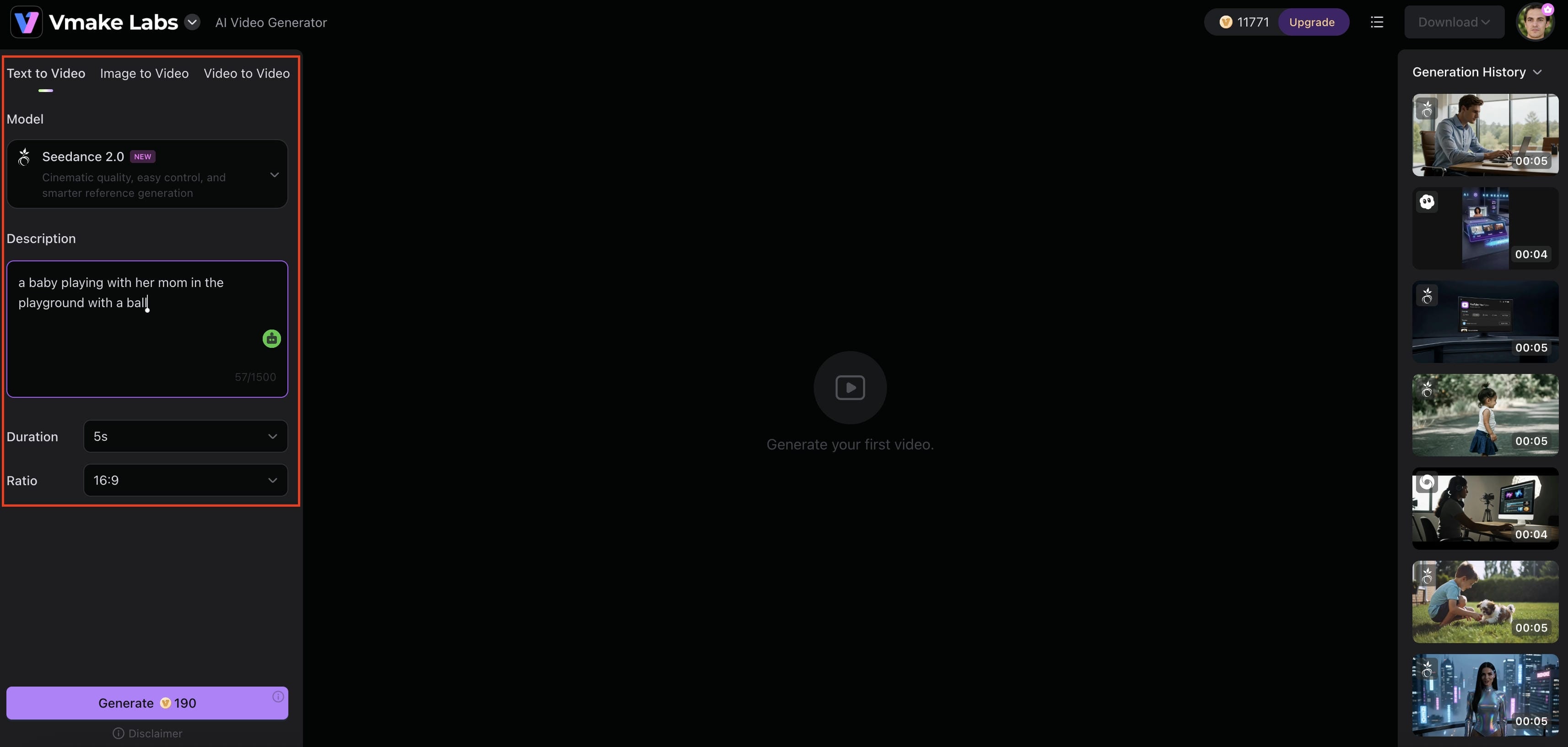 Enter the prompt and adjust the settings