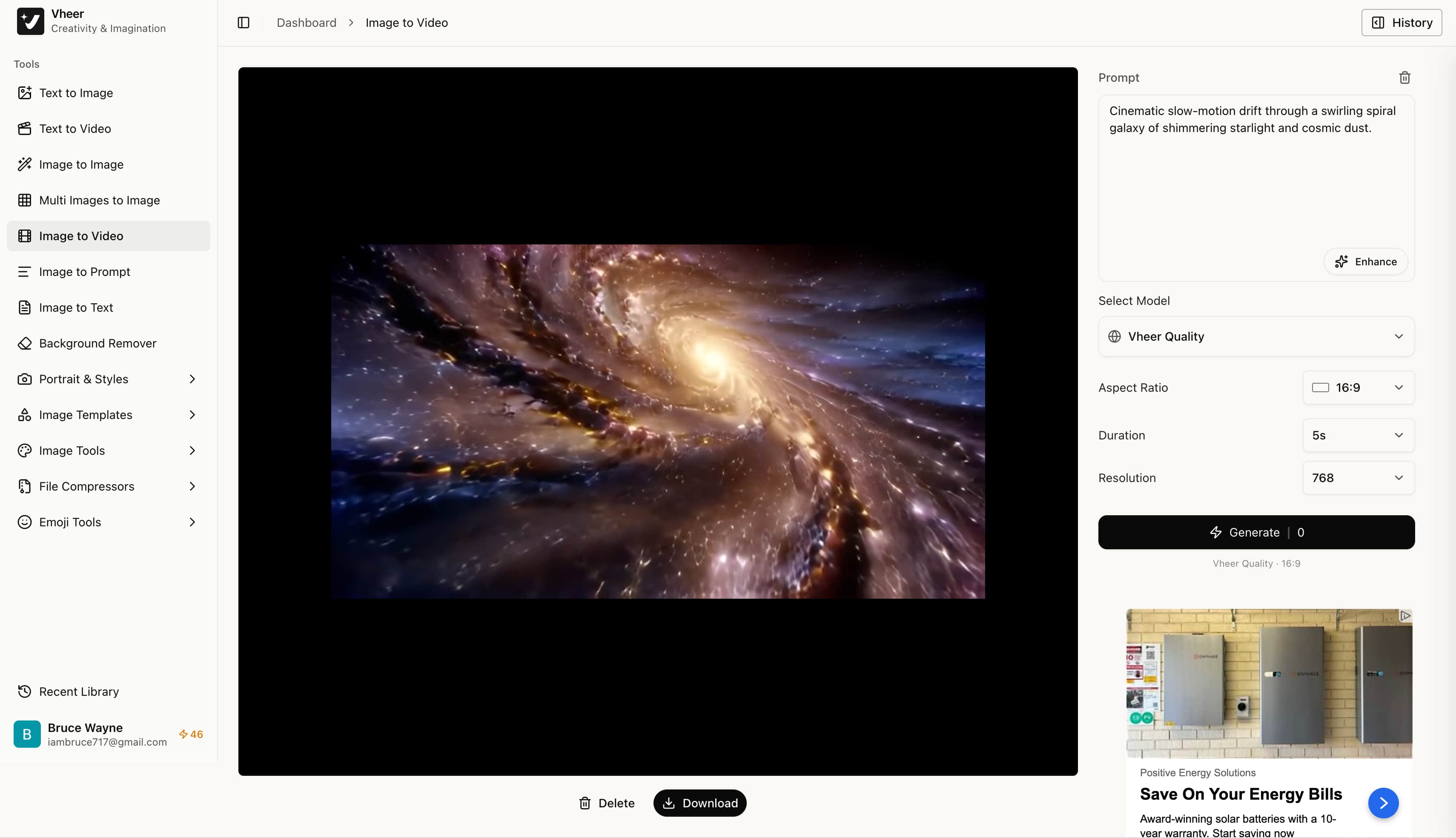 text Animated short clips and motion graphics (Vheer AI image to video)