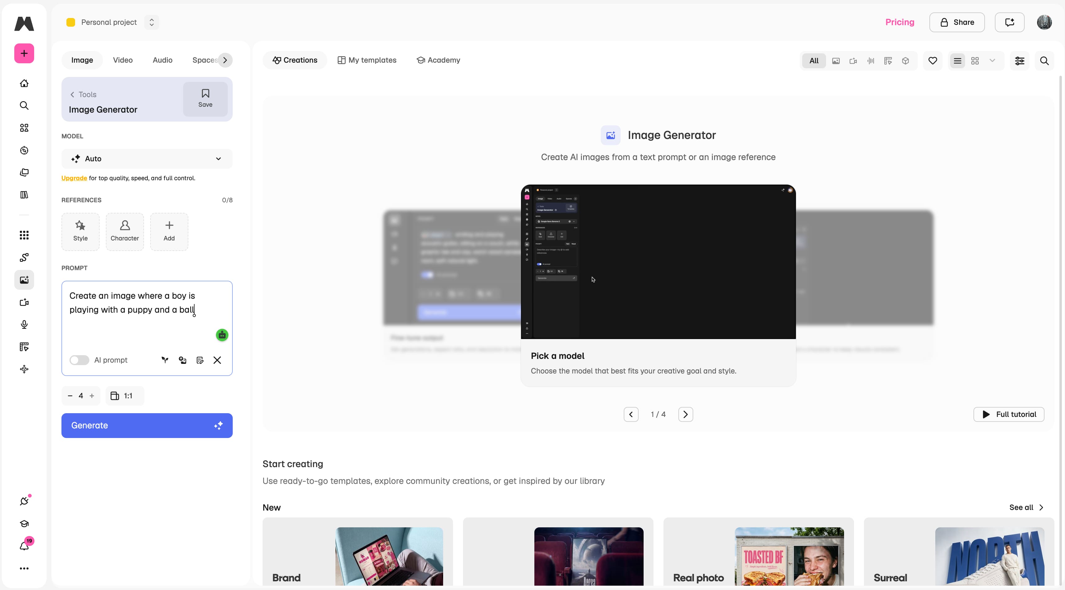 text Generate and review your images