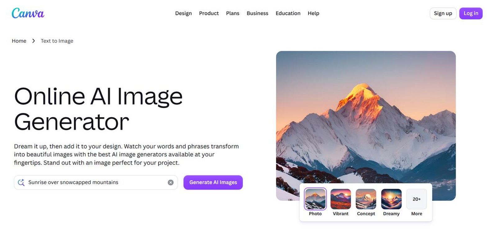 text Canva AI image generator