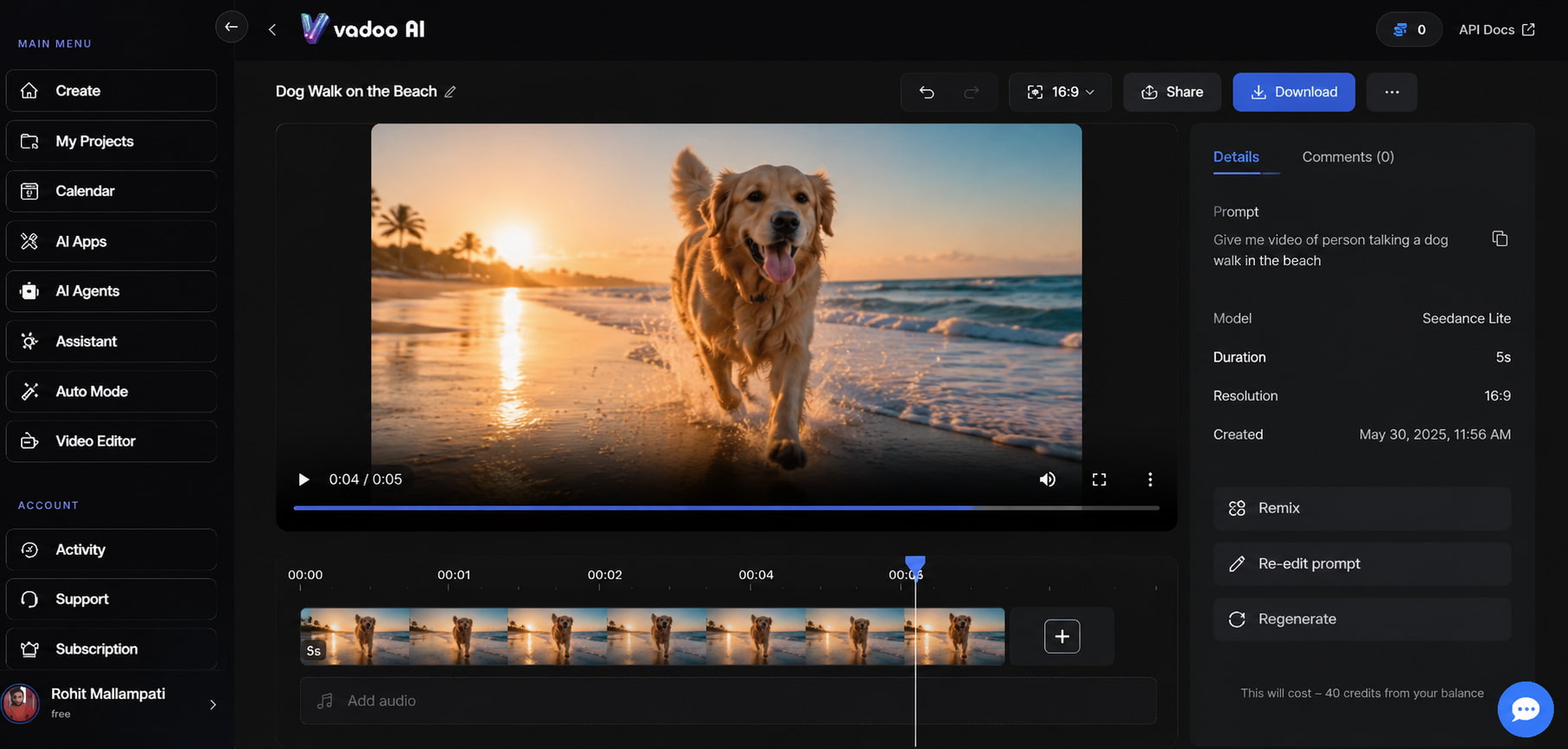 text Generate and refine the video