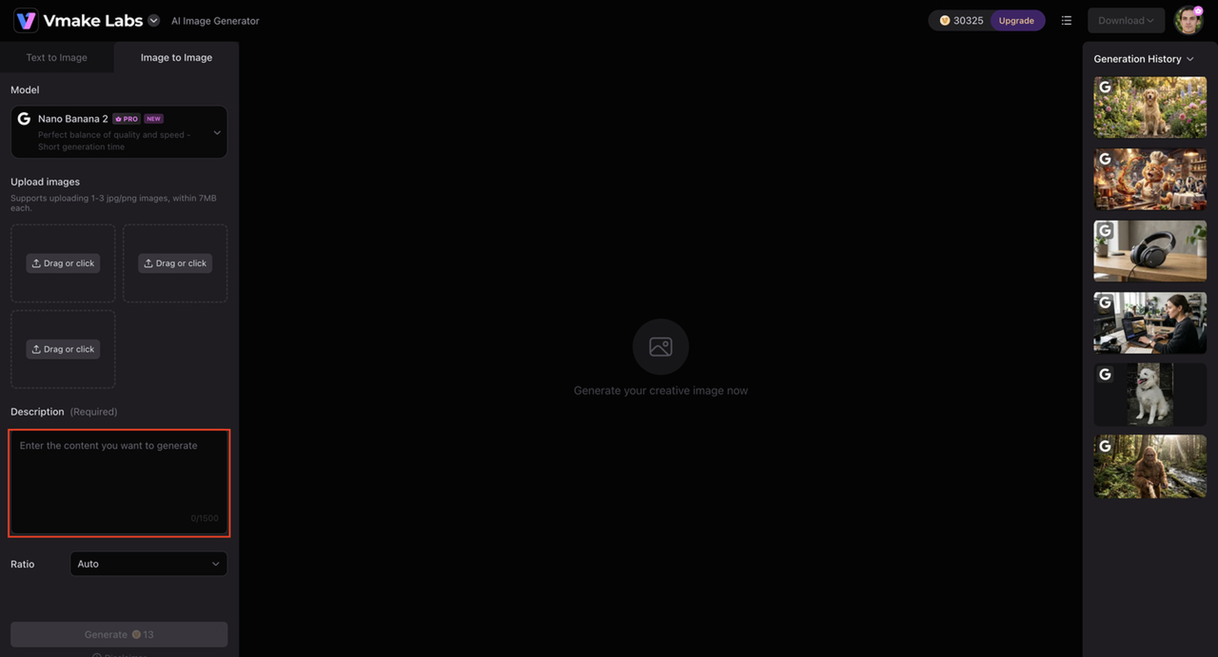 text Enter a text prompt or upload a reference image