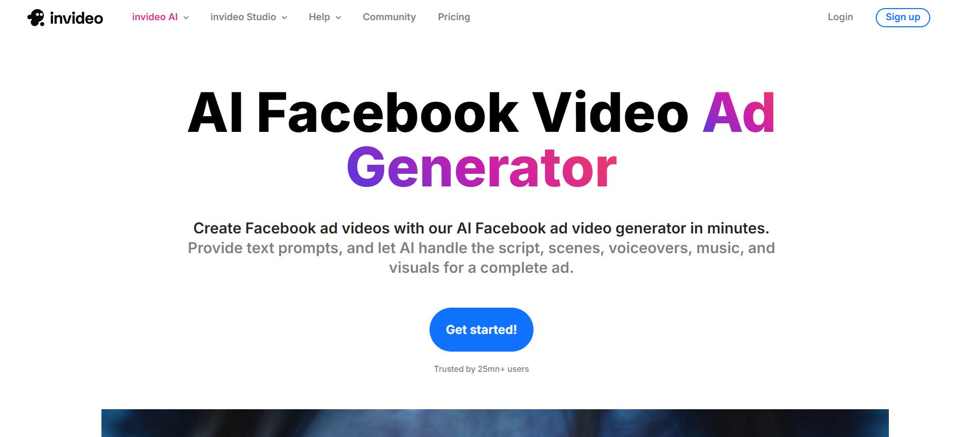 InVideo Facebook ad maker