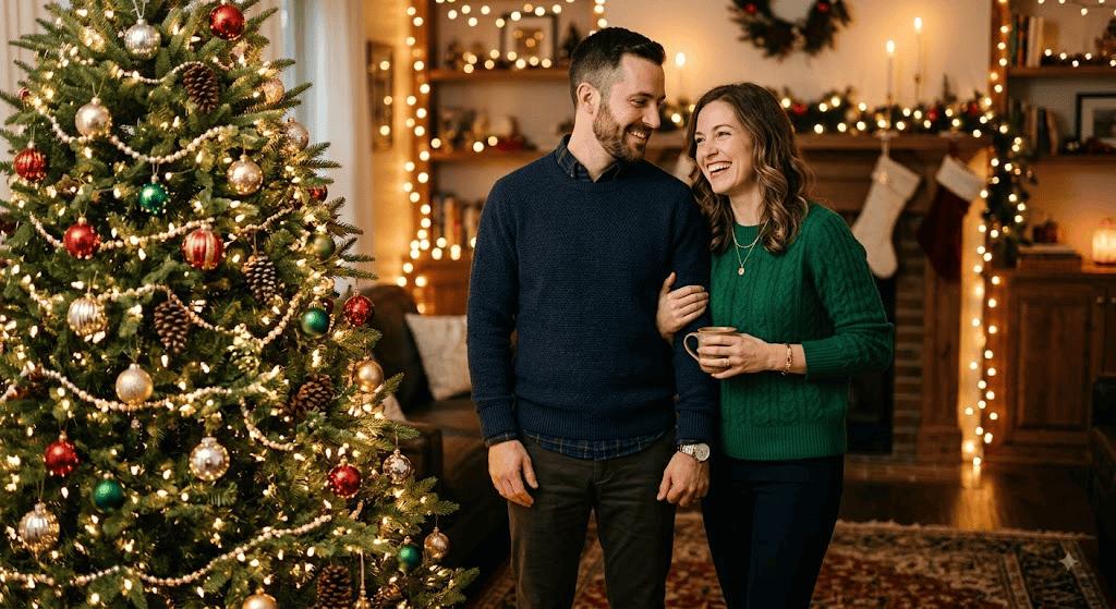 text Christmas fashion portrait with elegant winter styling