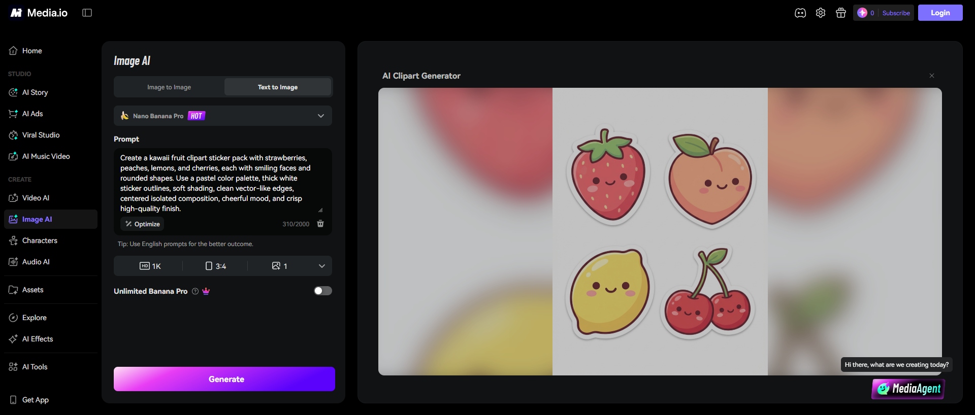 text Media.io clipart generator