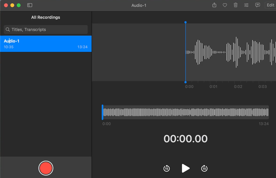 text Open app and select recording