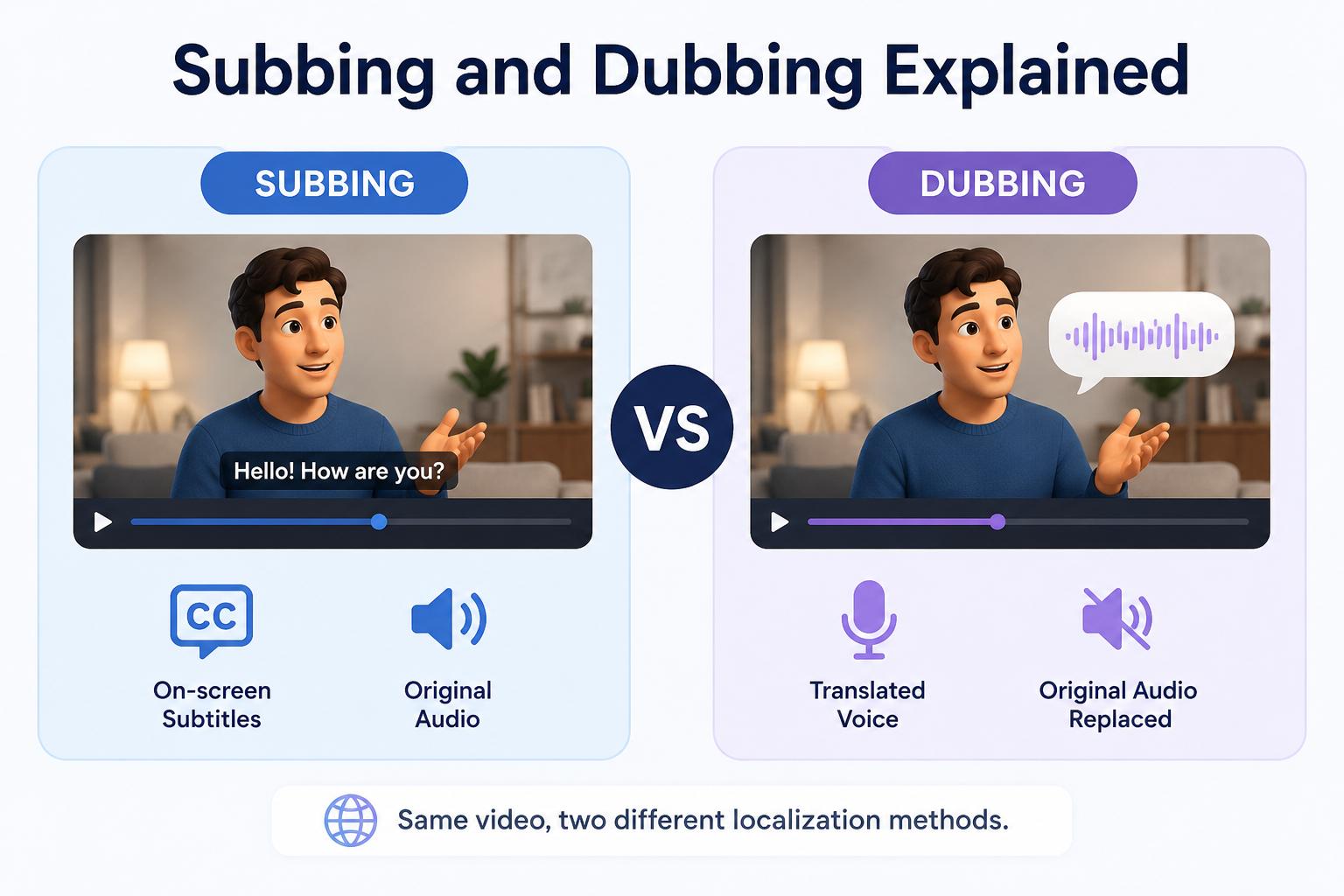 Subbing and dubbing explained