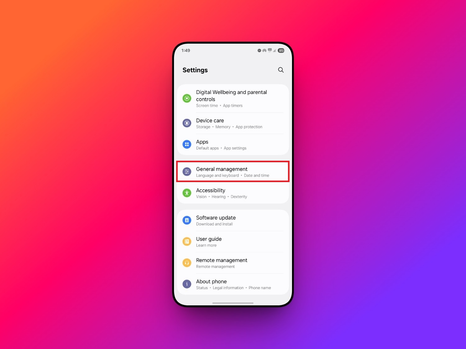 Access keyboard settings