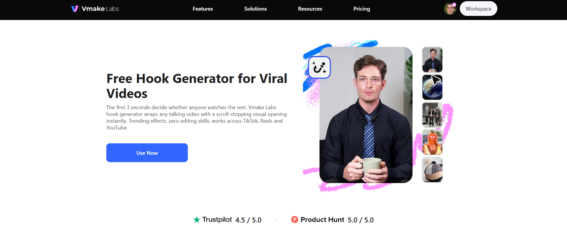 text Vmake Labs visual hook generator