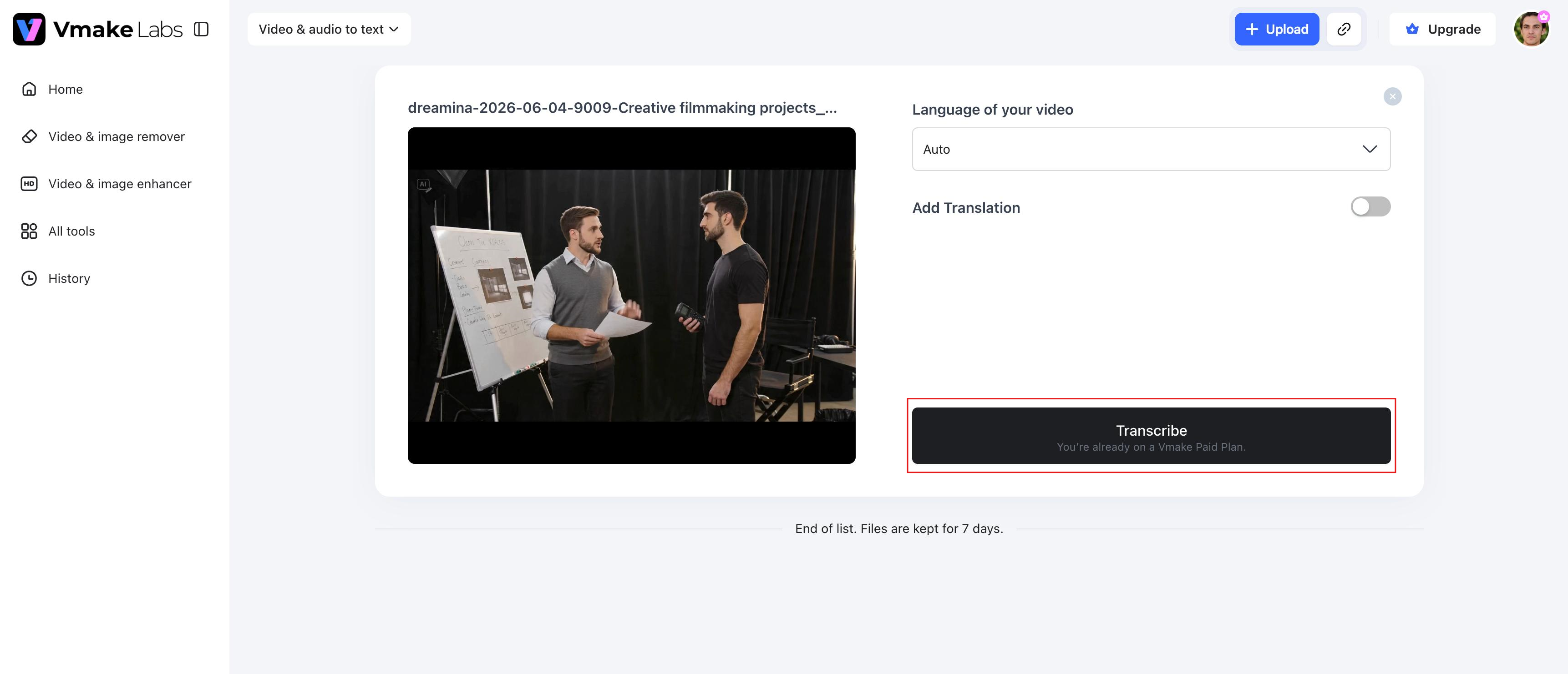 text Generate and edit the transcript