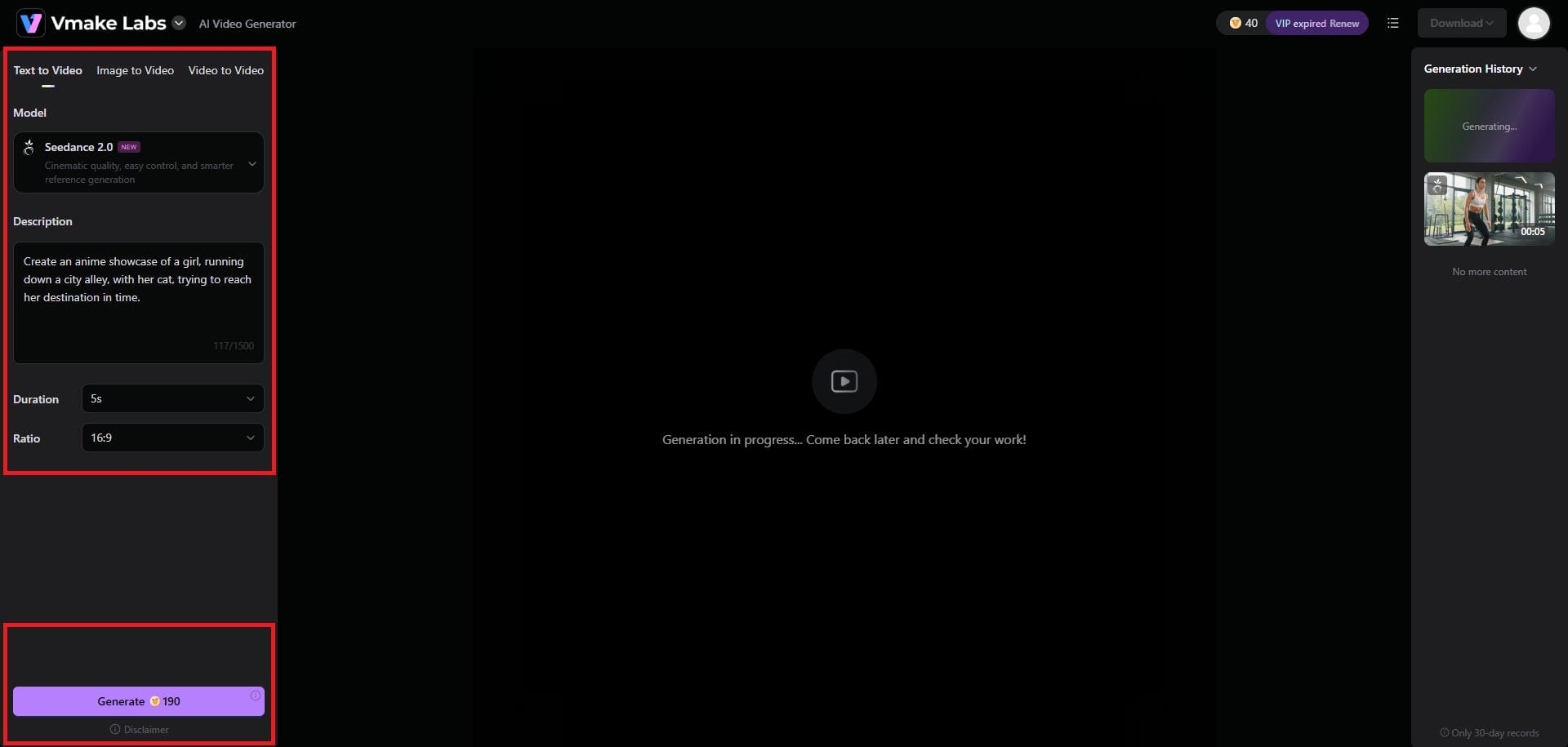 Provide your video generation prompt
