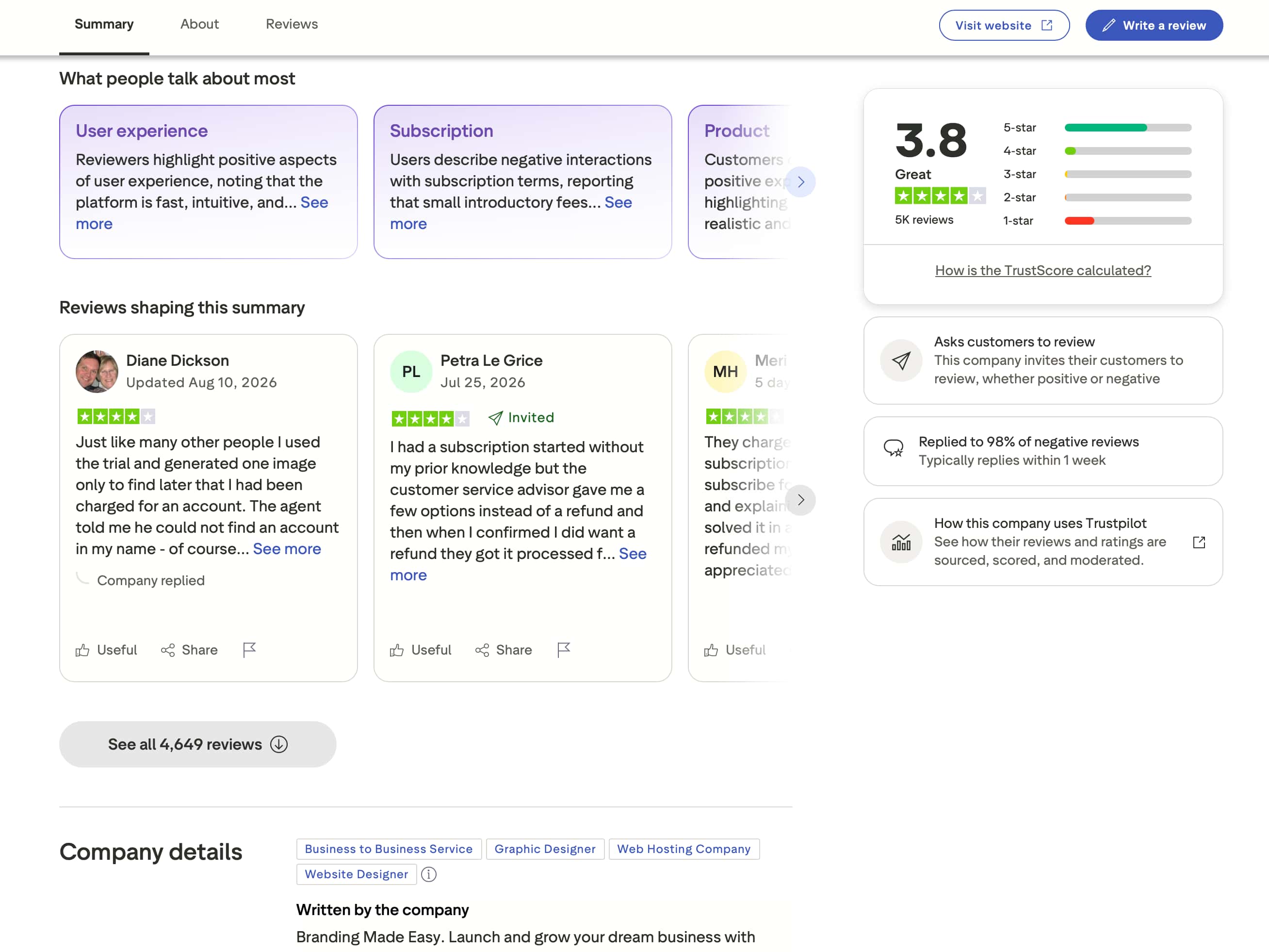 text On Trustpilot