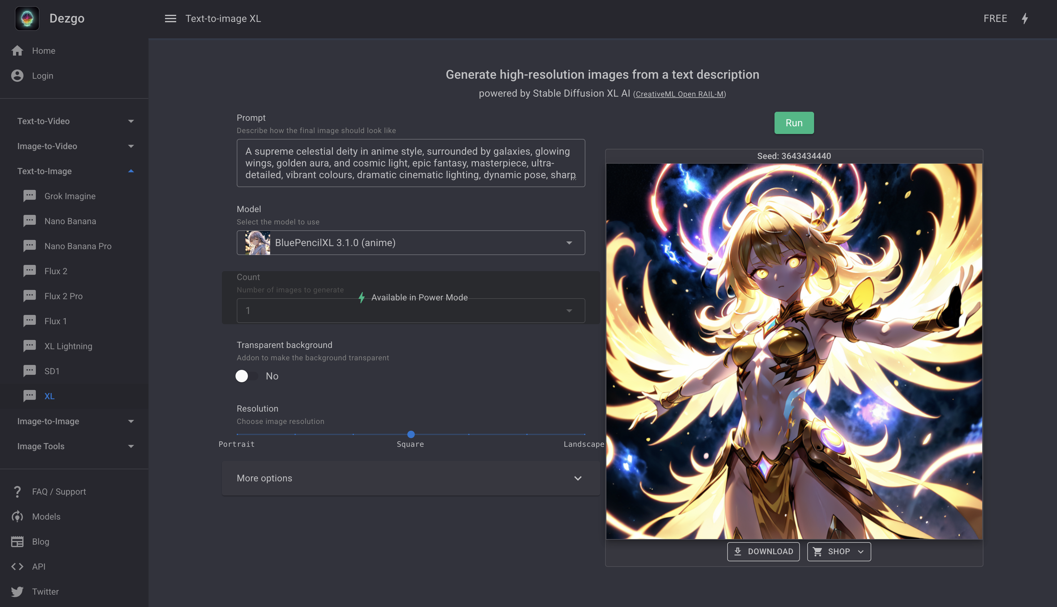 text Dezgo AI image generator review