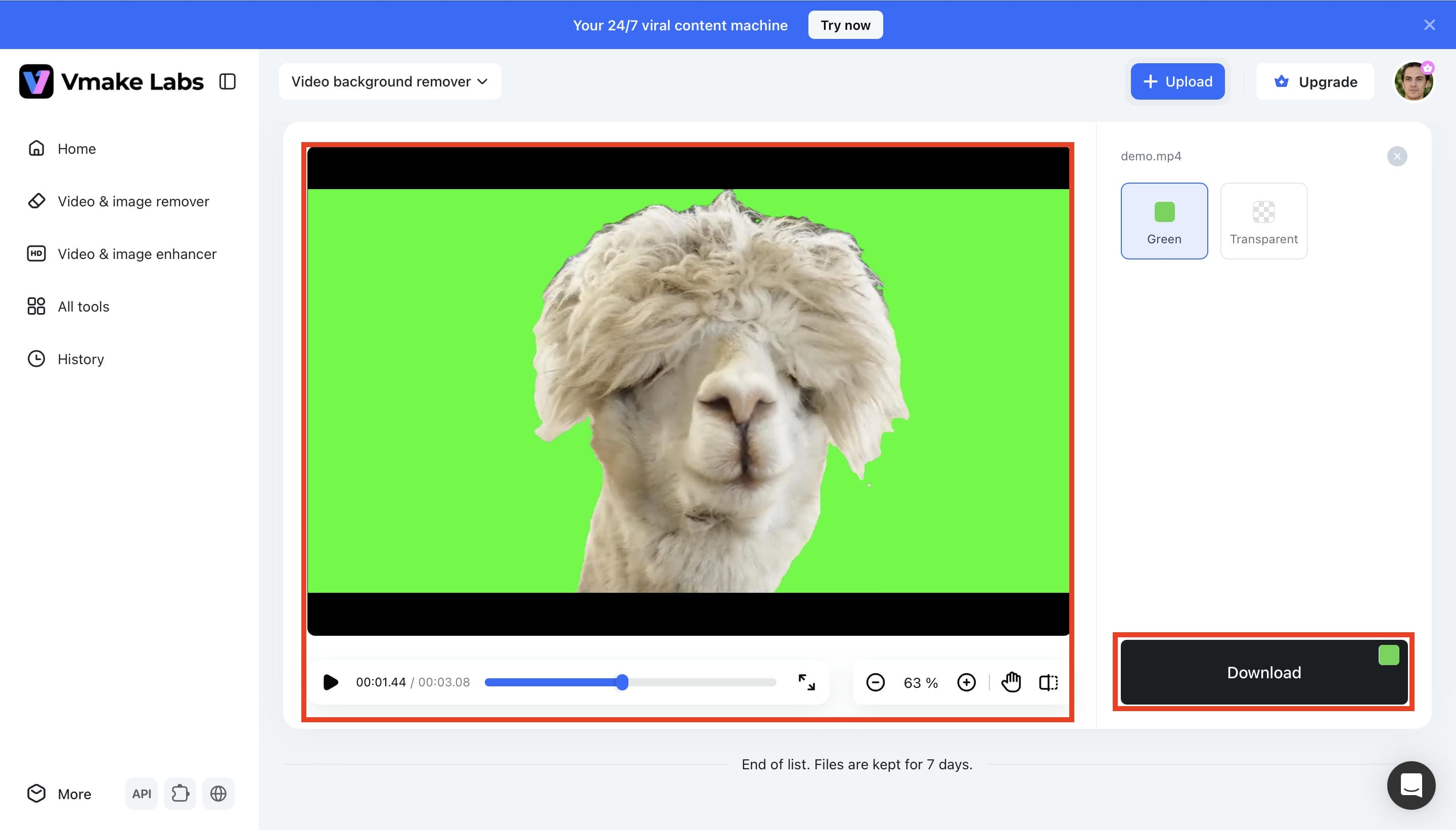 Downkoad Your Green Screen Video