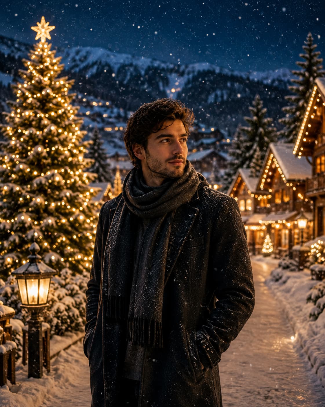 Snowy Outdoor Christmas Scene