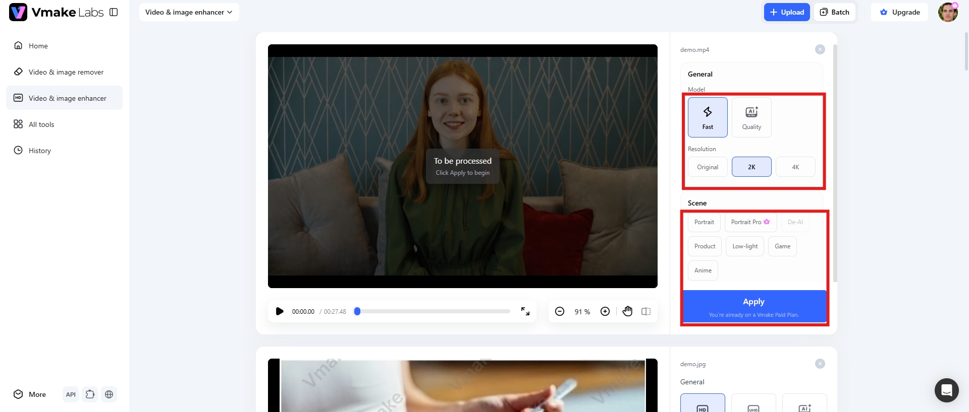 text Choose the enhancement mode