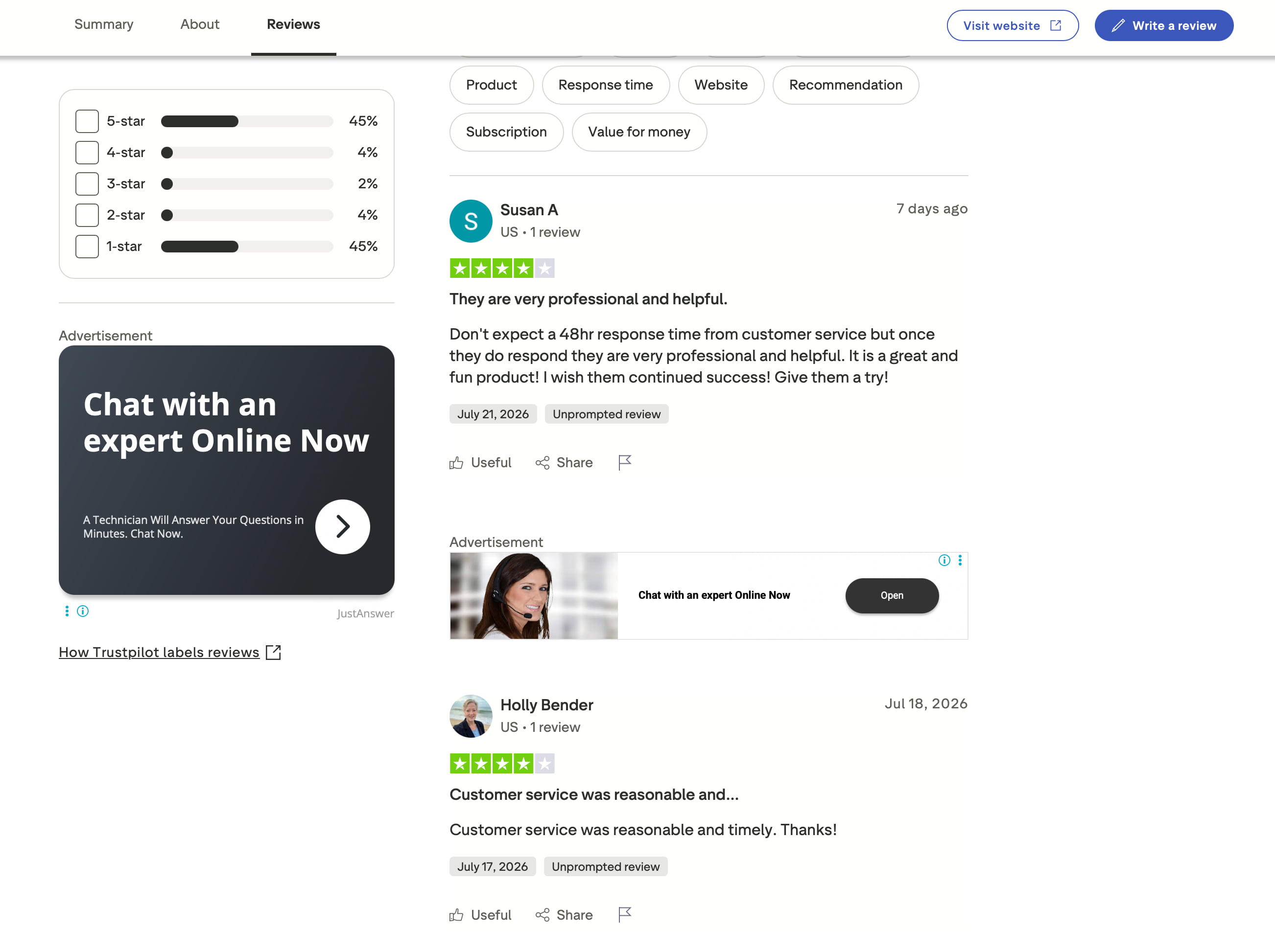 text On Trustpilot