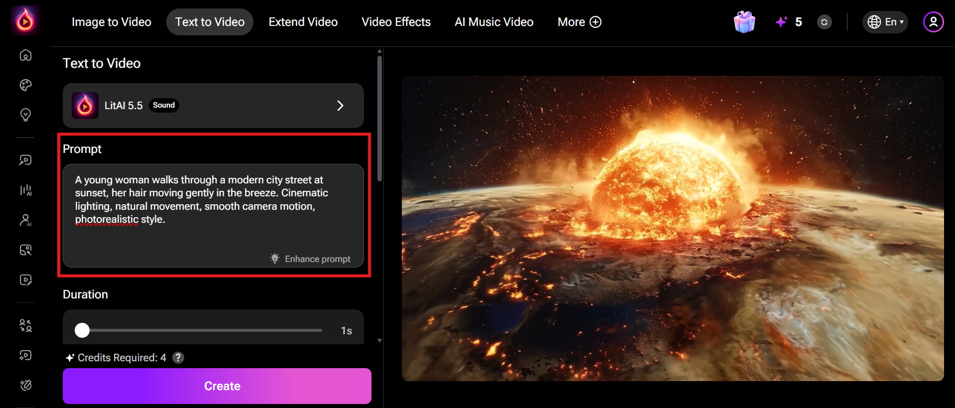 text Choose a LitVideo generation mode and add your input