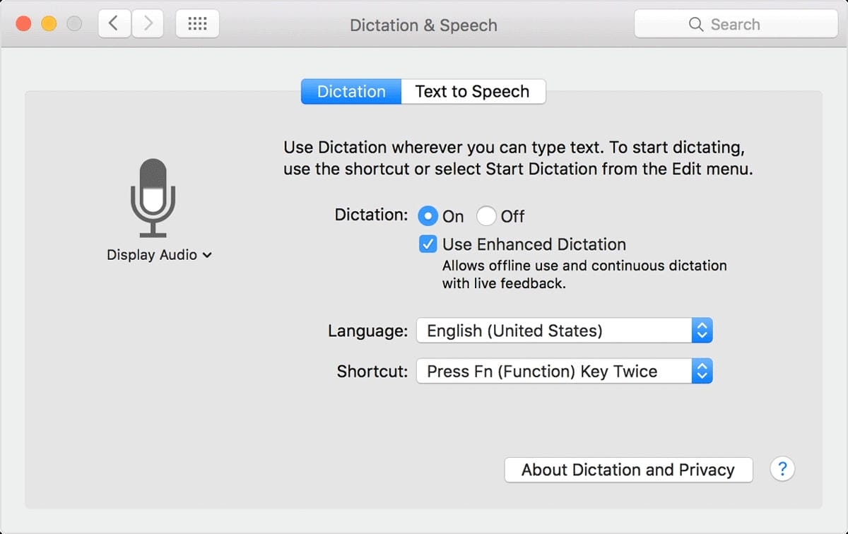 Mac speech to text