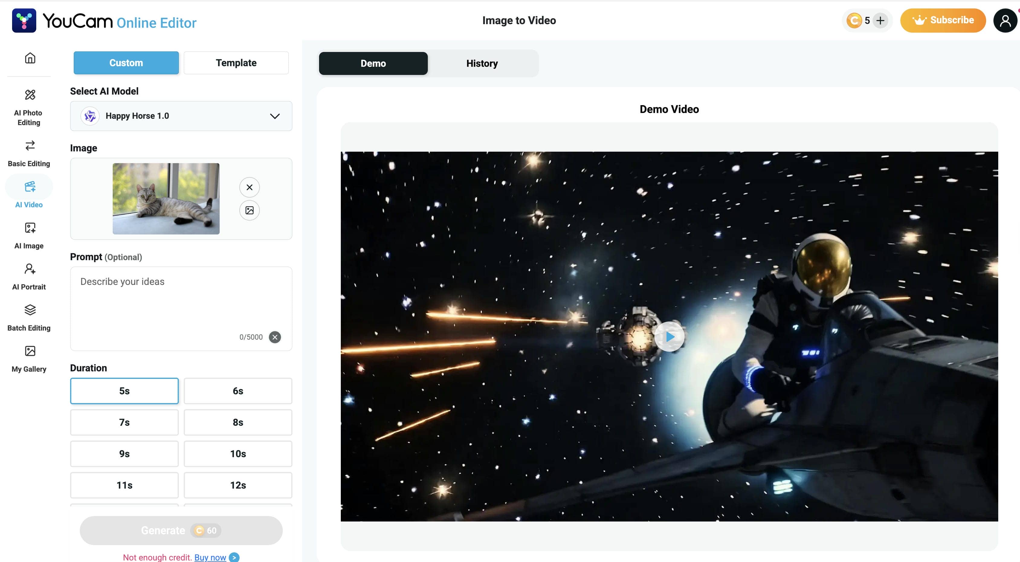 Add a prompt and customize video settings