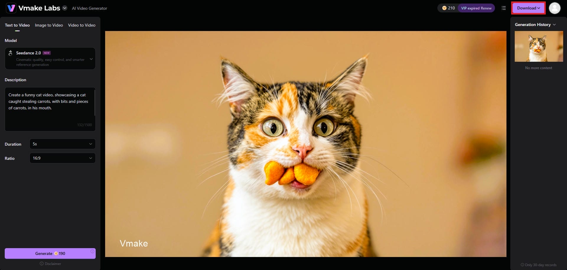 Export your AI-generated cat video