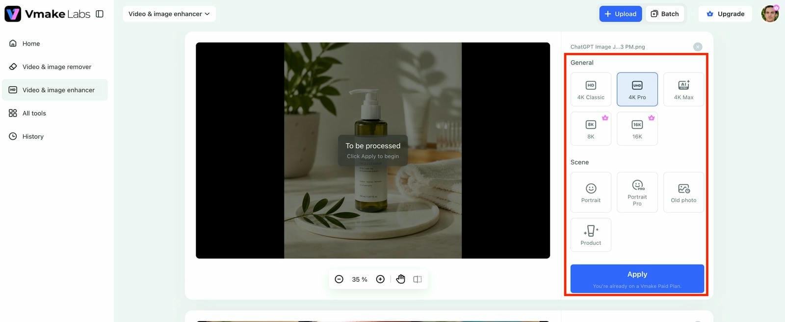 AI automatically enhance the image