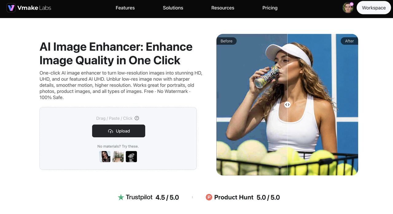 text Vmake Labs' Image Enhancer