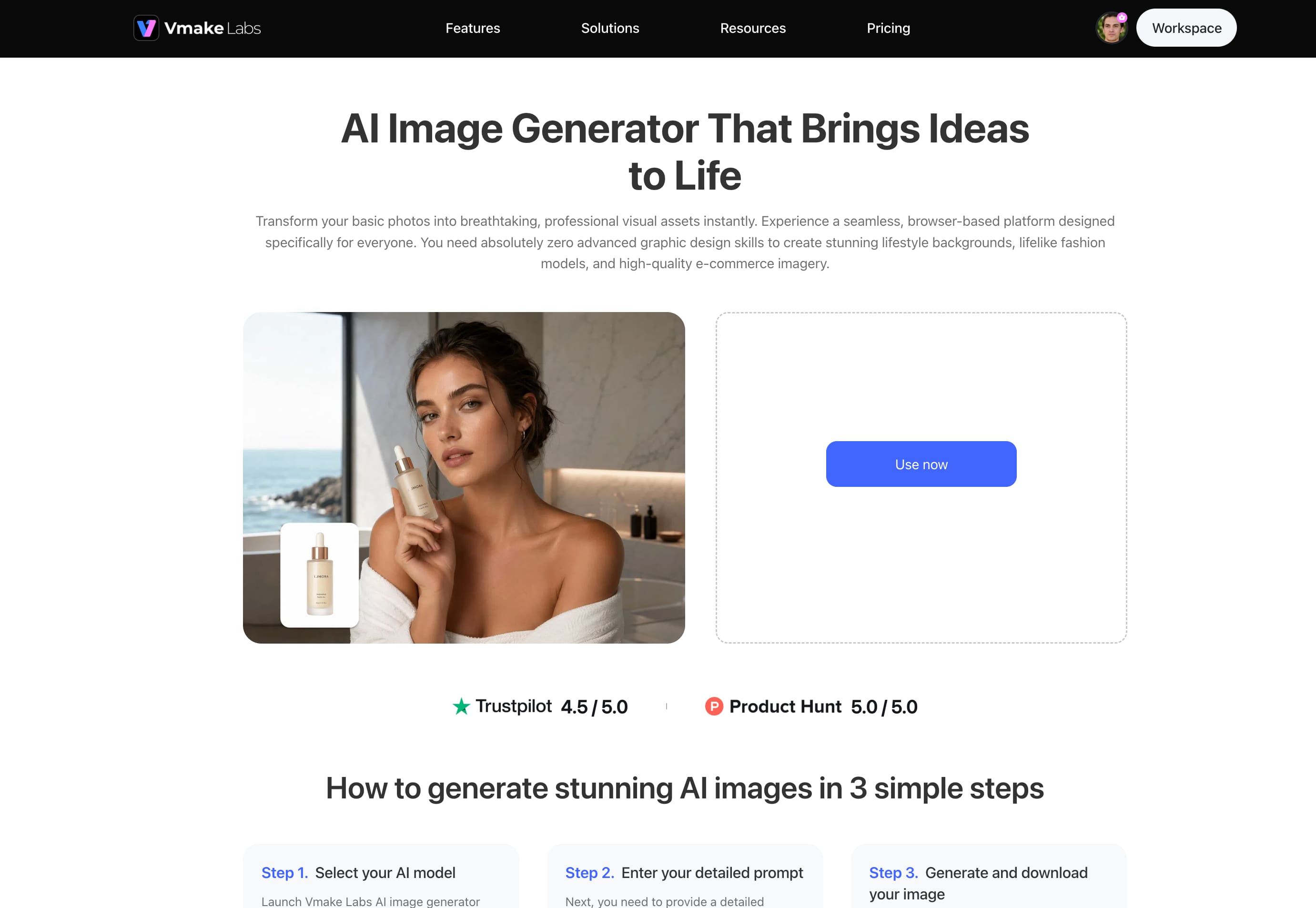 text Vmake Labs AI Image Generator